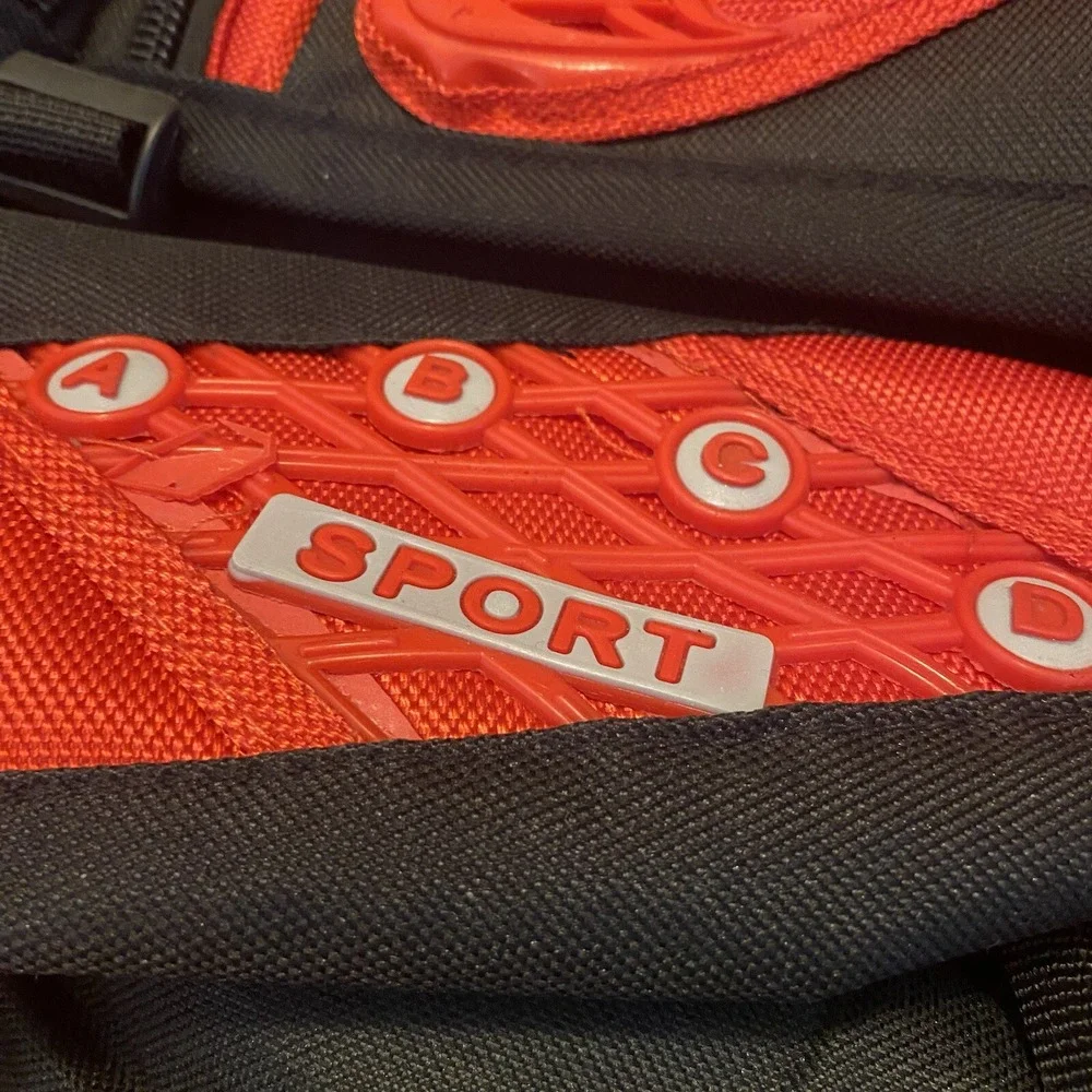 Sport Outdoors Hiking Backpack Red‎ & Black Many Zipper Pouches Adults